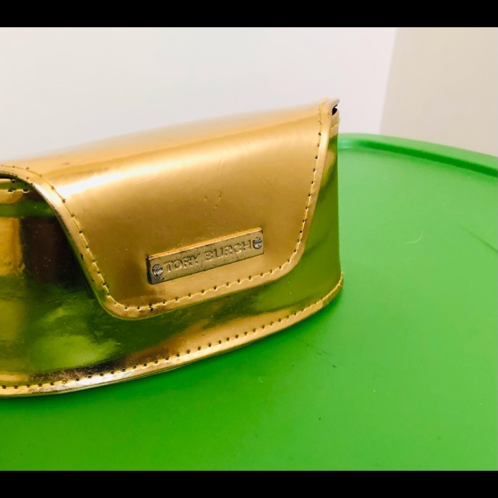 Tory Burch gold color eye glass case